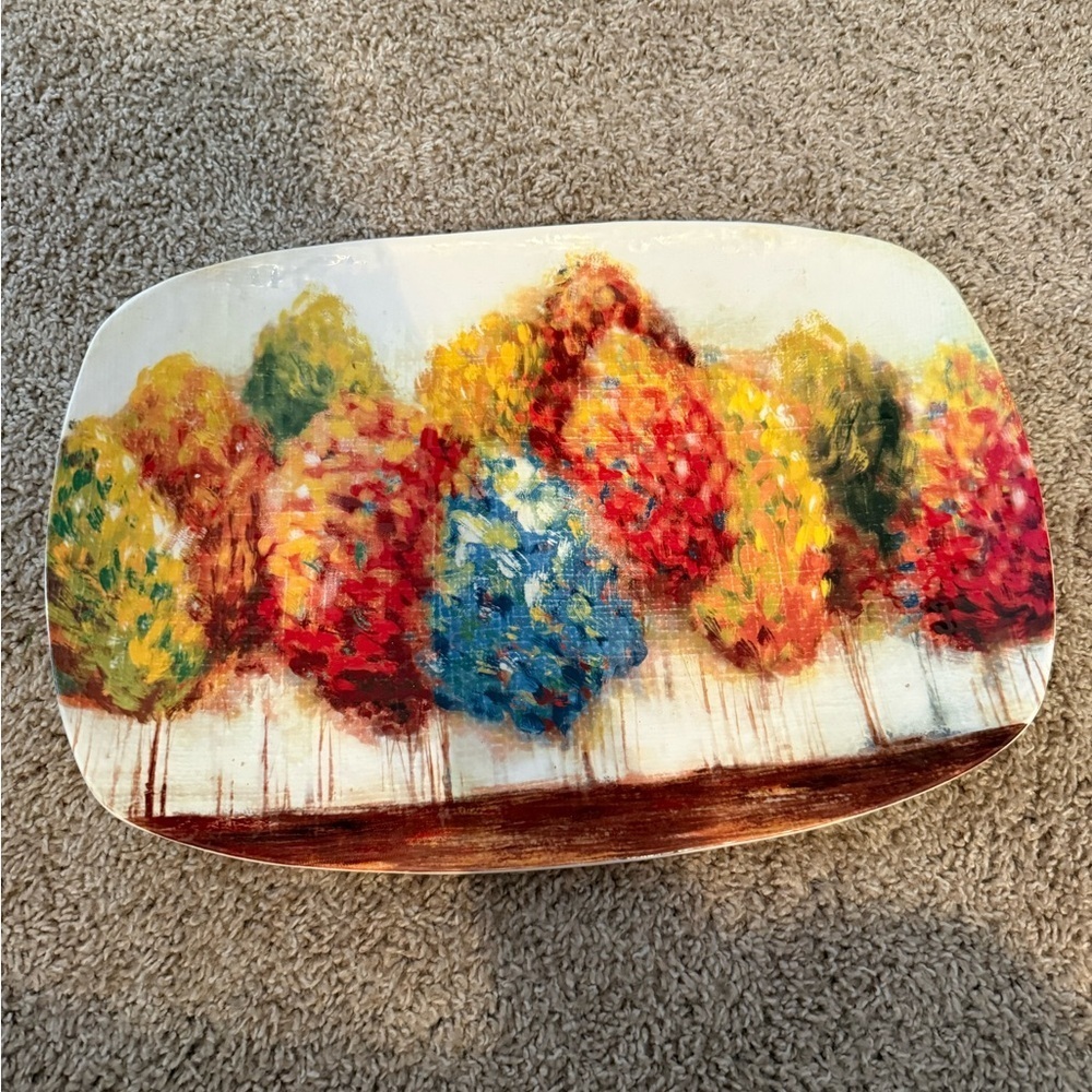Pier 1 Imports | Fall Trees White, Red, Orange, Blue Ironstone Platter